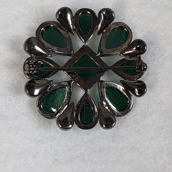 Vintage Green and Blue Rhinestone Brooch - Picture 2 of 3